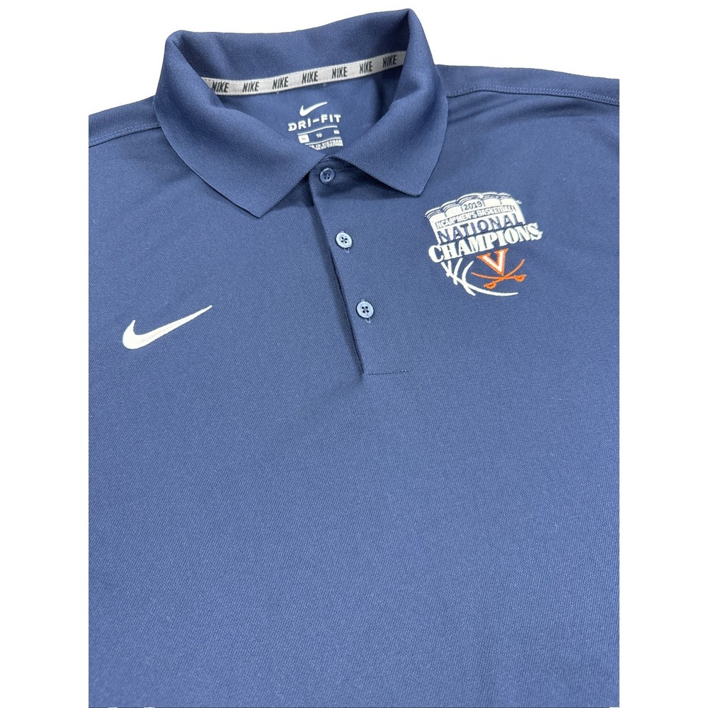 Nike Dri-fit Polo Shirt Men's XL Blue Virginia Cavaliers UVA NCAA Champions 2019